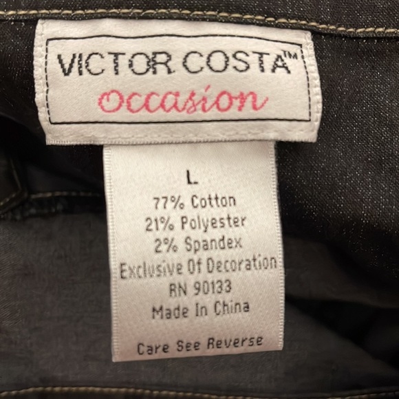 VICTOR COSTA OCCASION Embroidered Sequins Beads Zip-up Western Jacket Blouse L - Picture 5 of 5